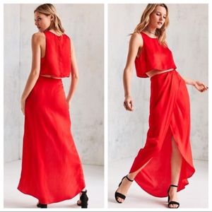 Silence + Noise Red Satin Shine Two-piece Set